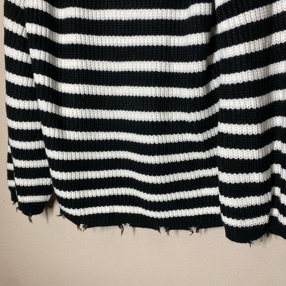 Sanctuary Black Winter White Striped Cowl Neck Sweater Size Small - Picture 4 of 11